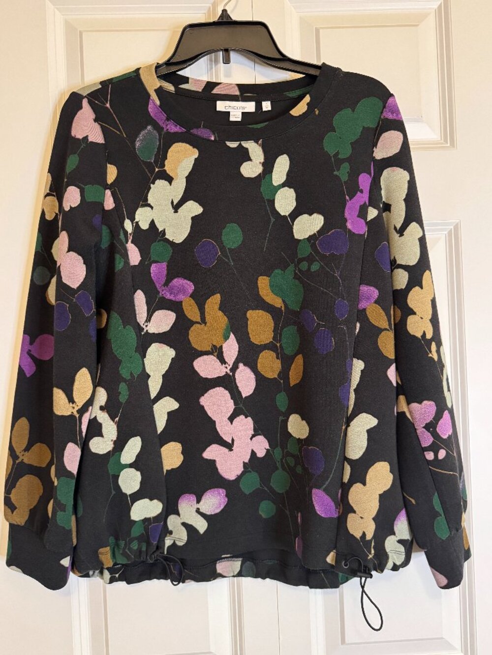 Chico's floral scuba-knit sweatshirt